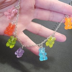 **Final Sale** Silver tone gummy bear necklace